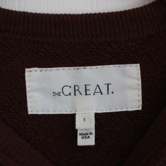 THE GREAT. The College Sweatshirt in Driftwood Chocolate Brown - Picture 3 of 11